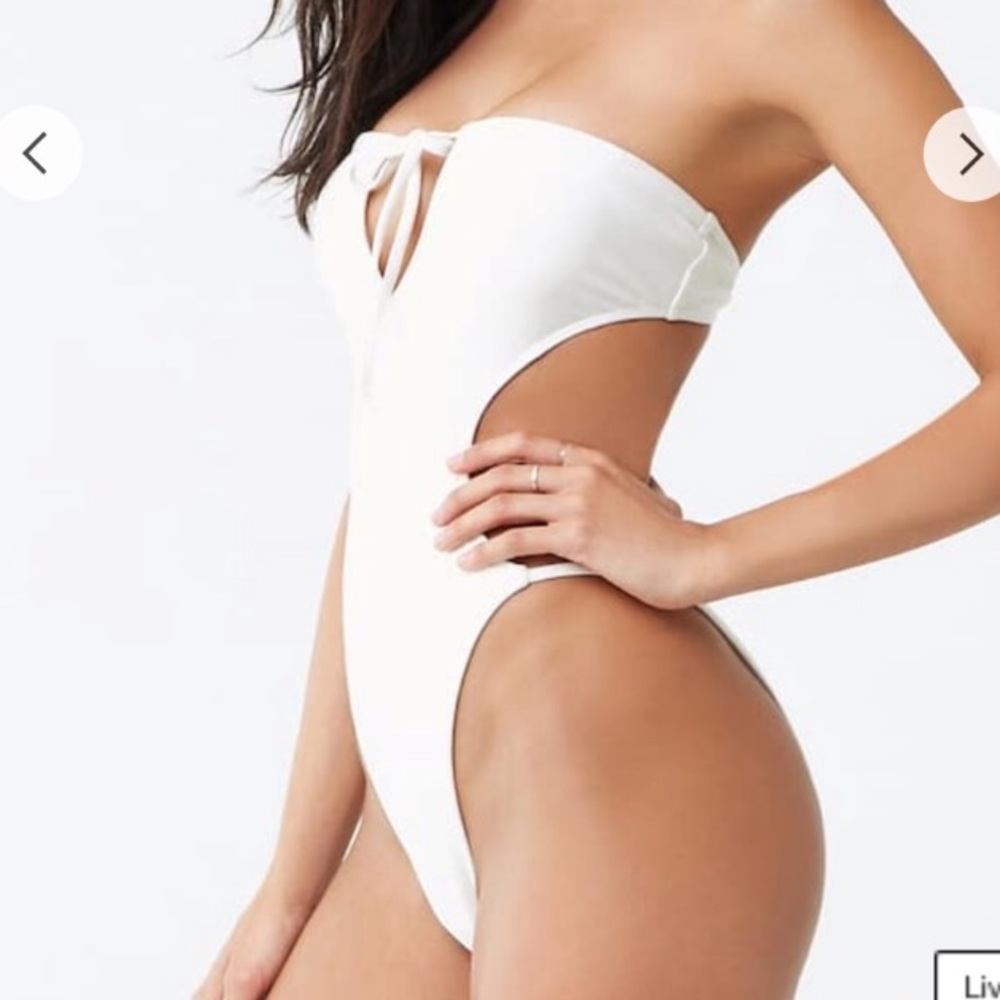 White Cutout One Piece Forever 21 Swimsuit M